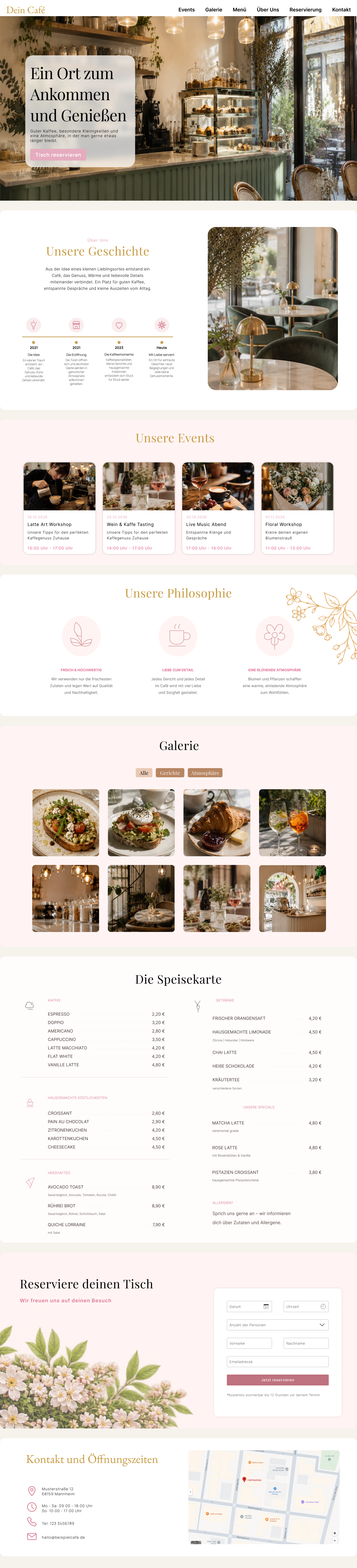 Große Website-Vorschau Elegantes Café