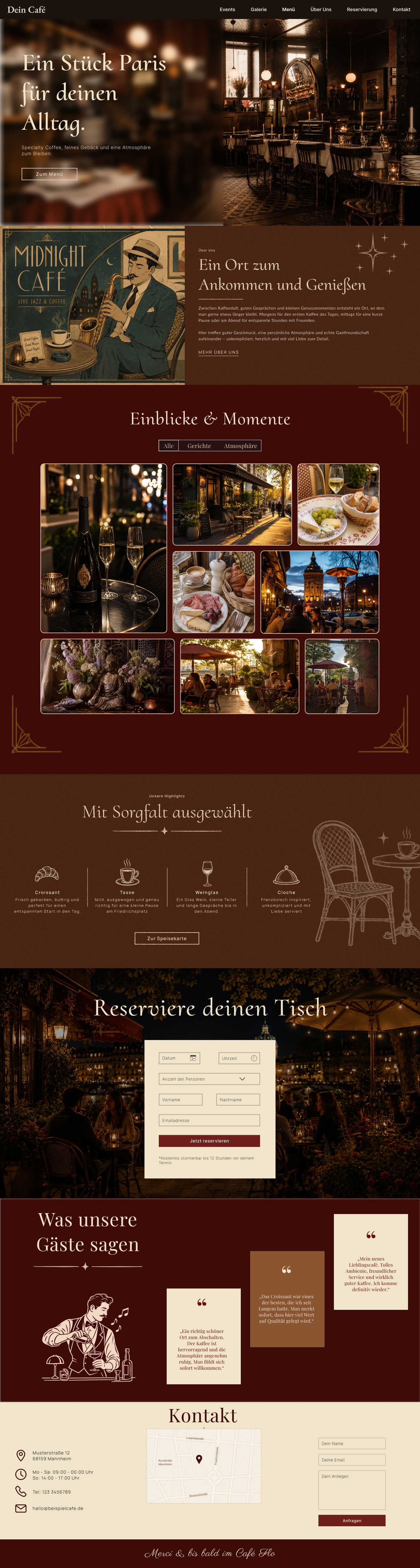 Große Website-Vorschau Vintage Café